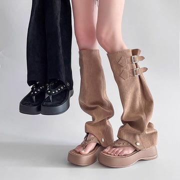 Women's Round Toe Mary Jane Buckle Super High Heels