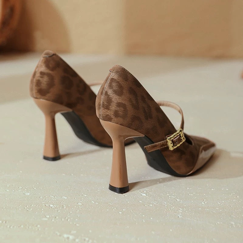 Women's European Square Toe Slip-On High Block Heel Pumps