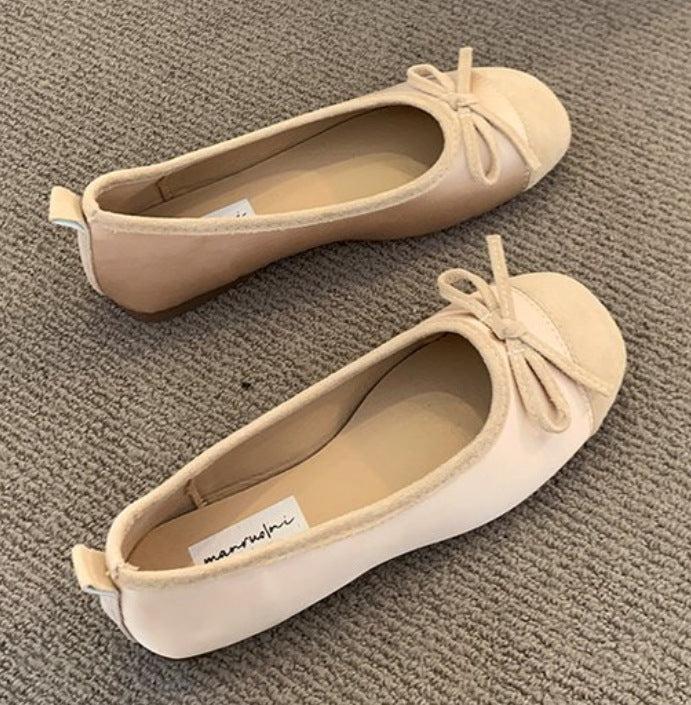 Women's British Style Round Toe Flat Slip-On Shoes with Bow