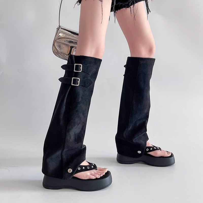 Women's Round Toe Mary Jane Buckle Super High Heels